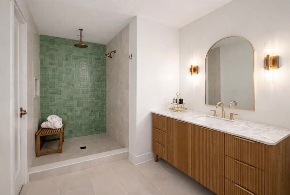 The renovated primary bath.