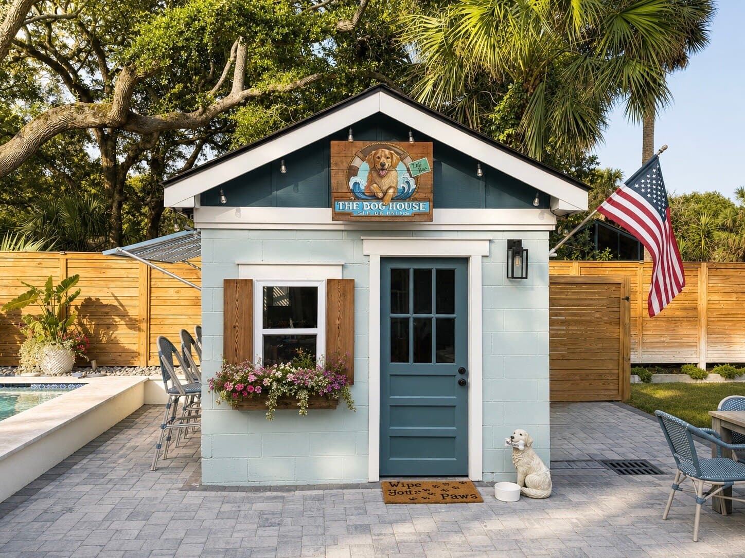 The Dog House pavilion, poolside.